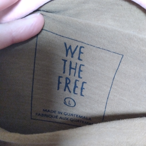 Free People Brown Neutral Funnel Neck Turtleneck Tee Shirt Size Large - Picture 7 of 9